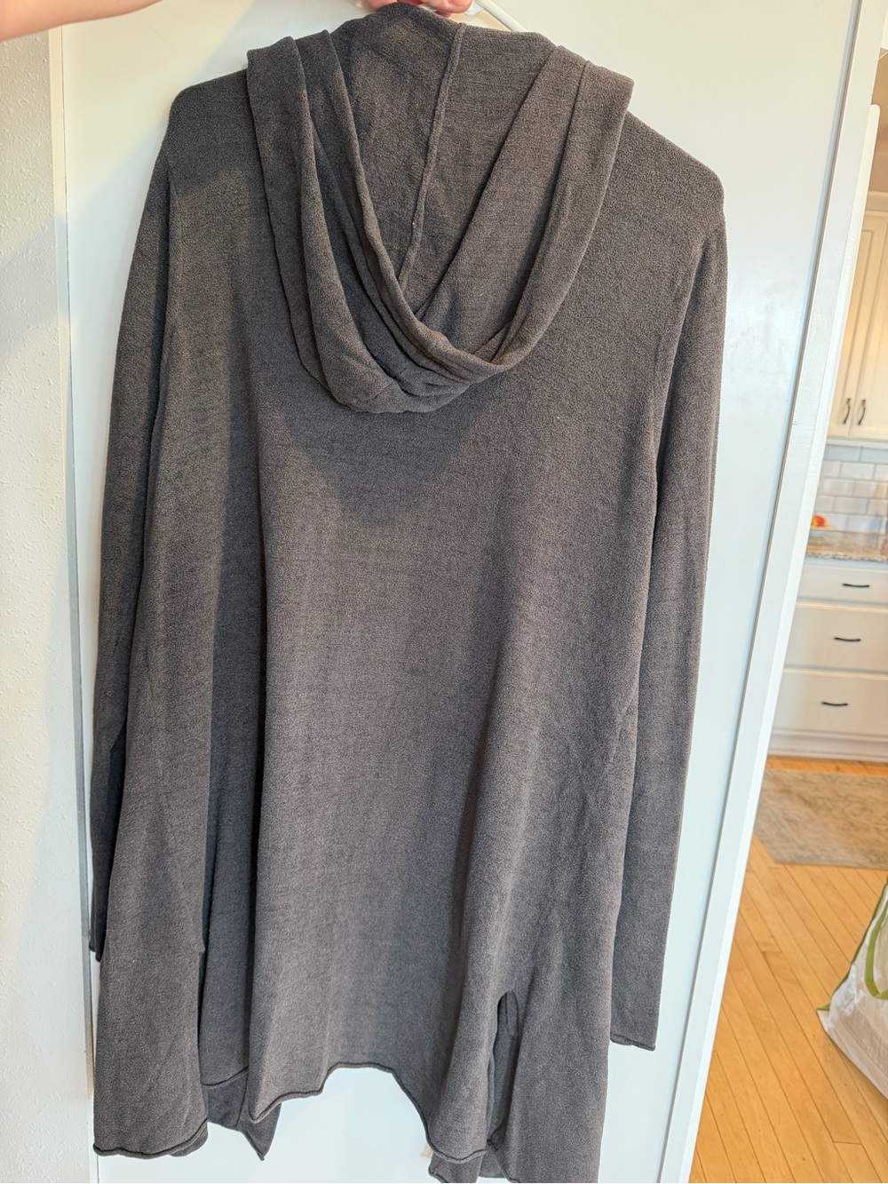 Barefoot Dreams Cozy Chic Ultra Lite Women's Charcoal Hooded Cardigan Size XL - Picture 2 of 7